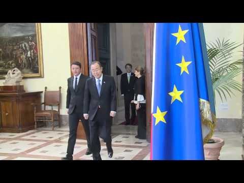 Roma - Renzi riceve Ban Ki-moon a Palazzo Chigi (18.03.15)