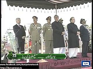 23 March 2015;Islamabad- Army, navy jets present flypast in Pakistan Day parade