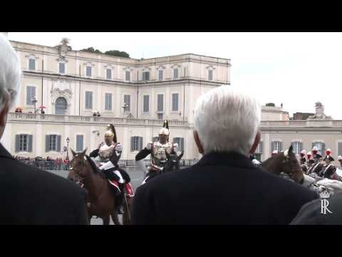 Roma - Mattarella al cambio della Guardia d'Onore in forma Solenne (17.03.15)