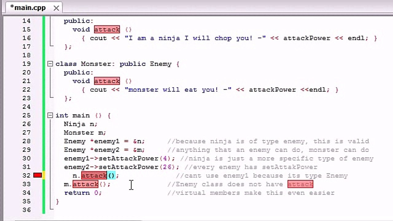 Buckys C++ Programming Tutorials - 56 - virtual Functions