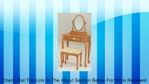 Traditional Queen Anne Style Oak Finish Wood Vanity Set w/Stool & Mirror Review