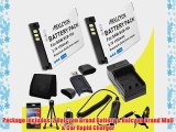 Two Halcyon 1350 mAH Lithium Ion Replacement SLB-10A Battery and Charger Kit   Memory Card