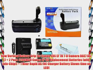 New Vertical Battery Grip for Canon EOS EF 7D 7-D Camera BGE7 BG-E7   2 Pack 2200MAH Canon