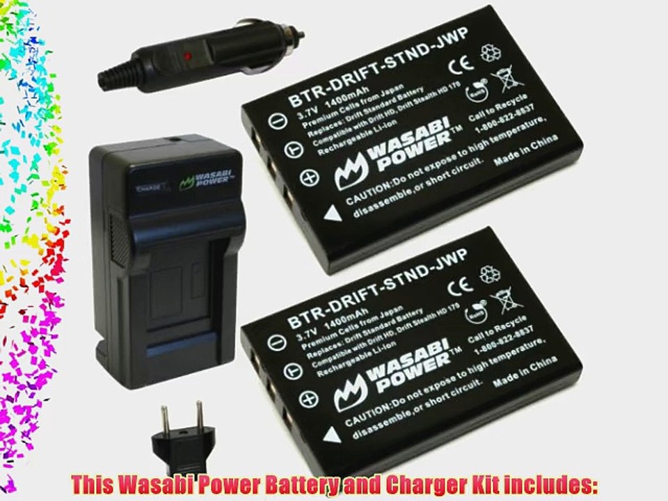 Wasabi Power Battery (2-Pack) and Charger for Drift DSTBAT Standard Battery and Drift HD HD170
