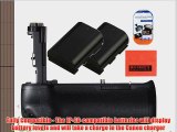 Battery Grip Kit for Canon EOS 6D Digital SLR Camera Includes Qty 2 Replacement LP-E6-Compatible
