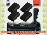 Battery Grip Kit for Canon EOS 60D Digital SLR Camera Includes Qty 4 Replacement LP-E6 Batteries