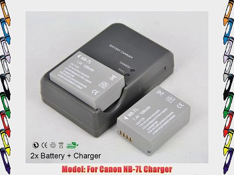 2x Nb-7l Battery Cb-2lze Charger for Canon Powershot G10 G11 G12 Sx30 Is Camera