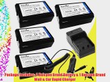 Four Halcyon 2200 mAH Lithium Ion Replacement Battery and Charger Kit for Sony a7 a7R RX10