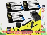Three Halcyon 1400 mAH Lithium Ion Replacement D-LI109 Battery and Charger Kit   Memory Card