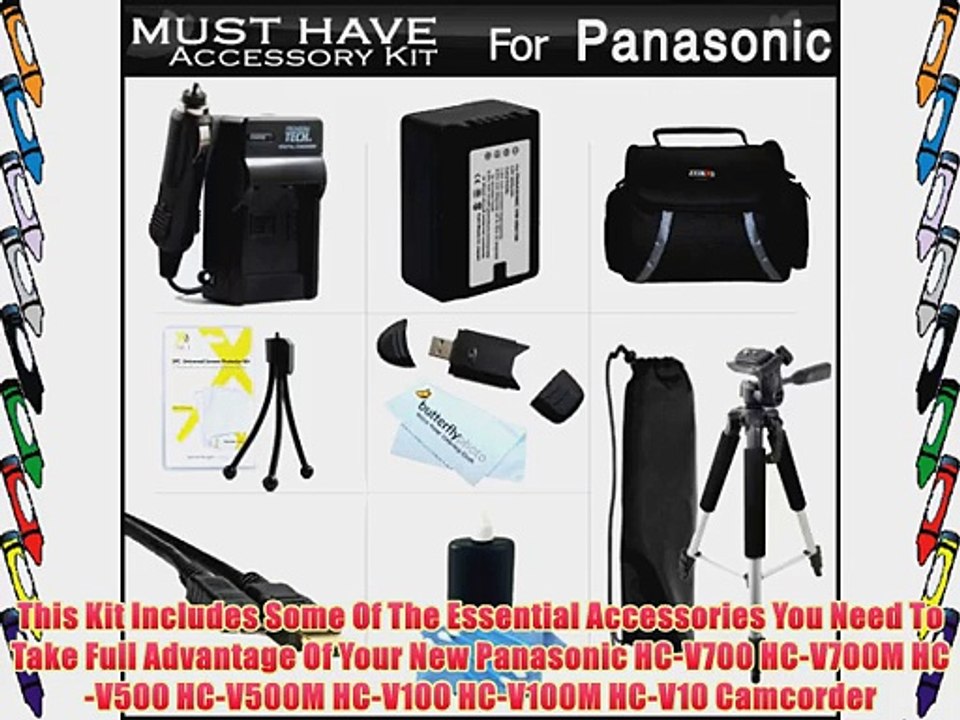 Must Have Accessory Kit For Panasonic HC-V700 HC-V700M HC-V500 HC-V500M HC-V100 HC-V100M HC-V10