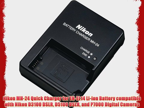 Nikon MH-24 Quick Charger for EN-EL14 Li-ion Battery compatible with Nikon D3100 DSLR D5100