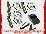 Four Halcyon 1800 mAH Lithium Ion Replacement Battery and Charger Kit for Sony HDR-AS15 HD