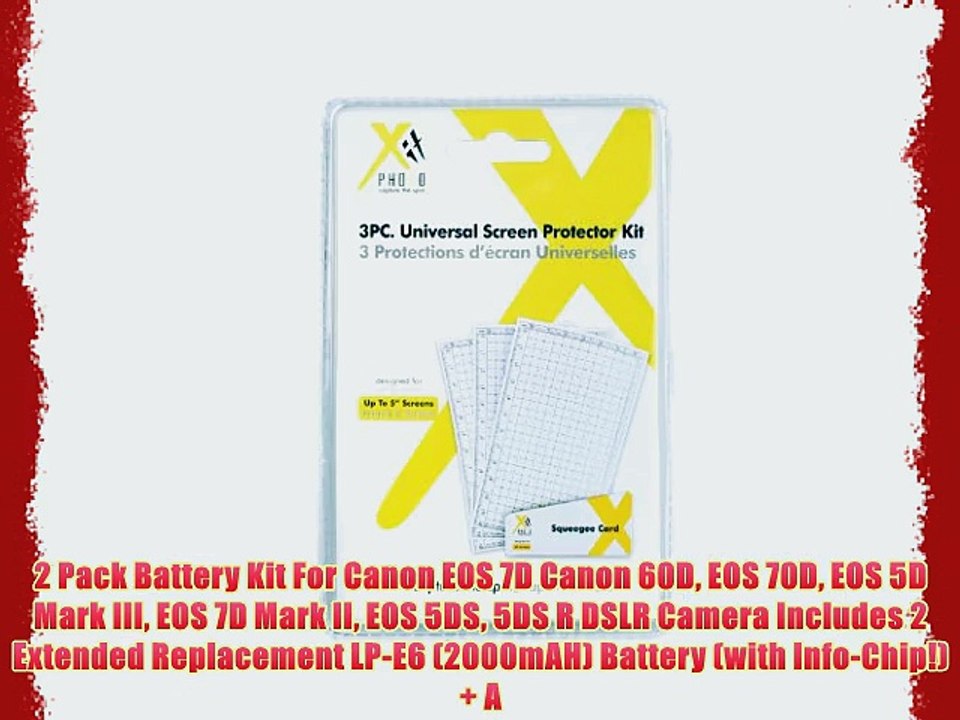 2 Pack Battery Kit For Canon EOS 7D Canon 60D EOS 70D EOS 5D Mark III EOS 7D Mark II EOS 5DS
