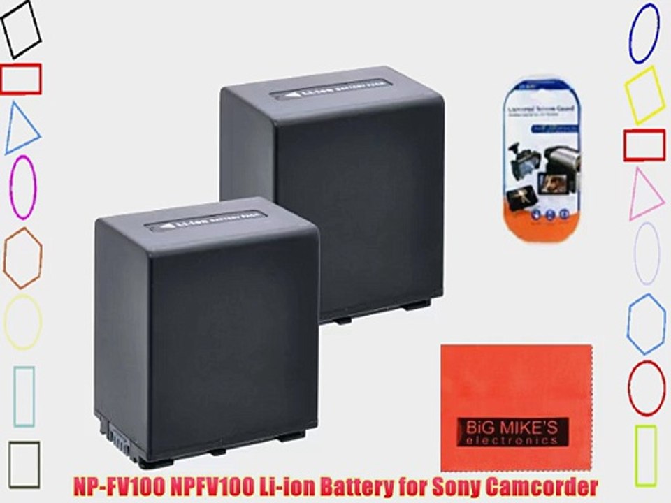 Pack of 2 NP-FV100 Batteries for Sony HDR-CX220 HDR-CX230 HDR-CX290 HDR-CX330 HDR-CX380 HDR-CX430V