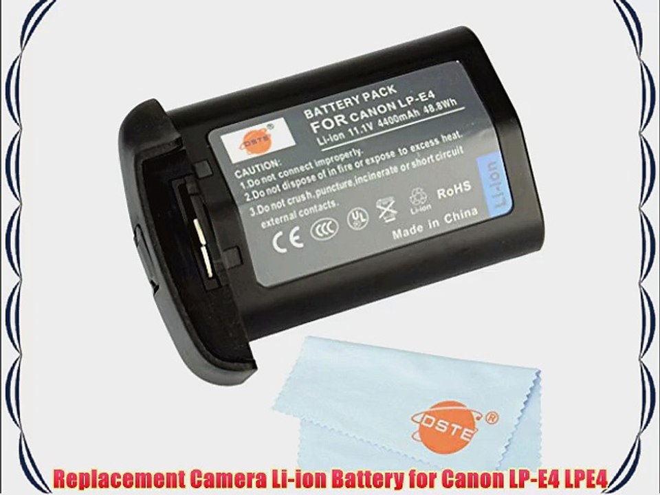 DSTE Full Coded 11.1V 3400mAh LP-E4 LPE4 Li-ion Battery for Canon EOS-1D Mark III 1Ds Mark