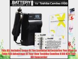 2 Pack Battery And Charger Kit For Toshiba Camileo X100 H30 Full-HD Camcorder Includes 2 Extended