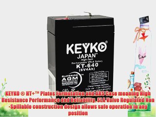 6V 4Ah Sealed Lead Acid SLA Battery Genuine KEYKO ? KT-640 (W/ F-1 Terminal) - 4 Batteries