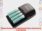4 Hour AA/AAA AC/DC Battery Charger with USB Output - IncludeS4 AA R2G Batteries By Lenmar
