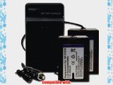 2 Battery   Charger for Sony Handycam DCR-SR42 NP-FH100   car plug