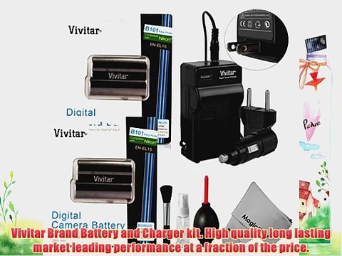 (2 Pack) EN-EL15 Battery and Charger Kit for NIKON DSLR D810 D750 D7100 D7000 D800E D800 D610