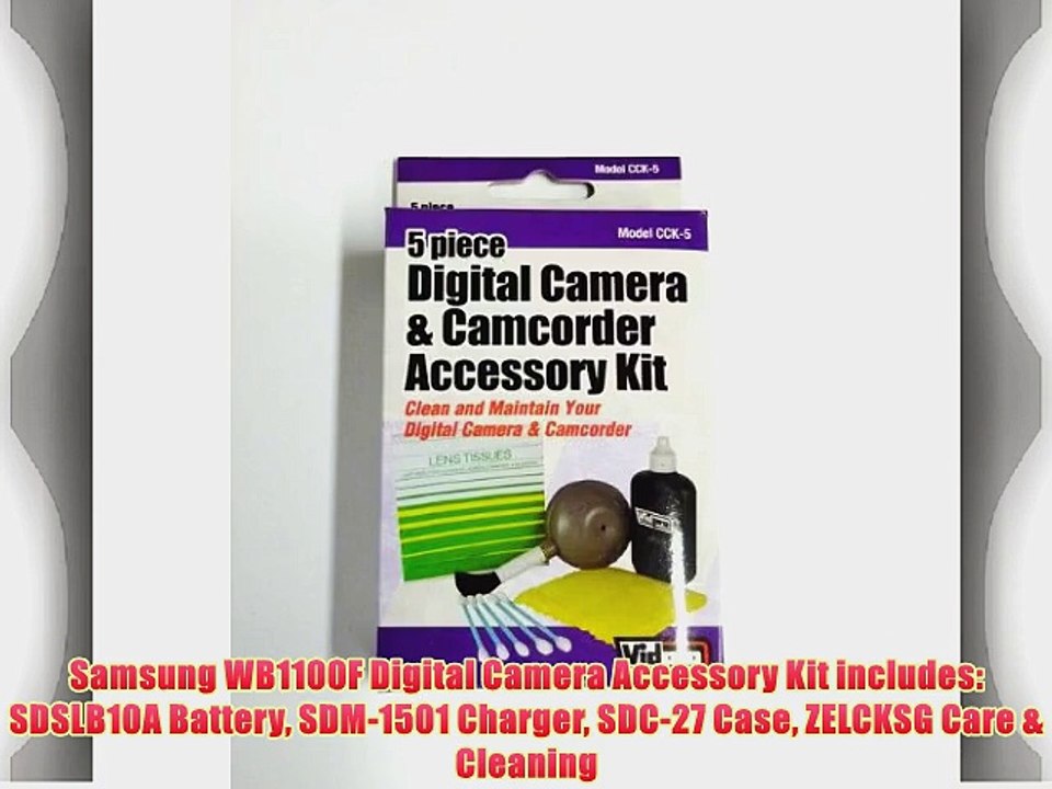 Samsung WB1100F Digital Camera Accessory Kit includes: SDSLB10A Battery SDM-1501 Charger SDC-27