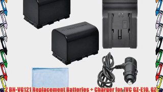 2 BN-VG121 Replacement Batteries   Charger for JVC GZ-E10 GZ-E100 GZ-E200 GZ-E205 GZ-E220 GZ-E300