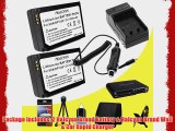 Two Halcyon 1200 mAH Lithium Ion Replacement BP-1030 Battery and Charger Kit   Memory Card