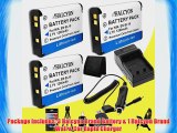 Three Halcyon 1200 mAH Lithium Ion Replacement Nikon EN-EL19 Battery and Charger Kit   Memory