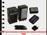 Progo 2 Pack NP-FW50 Li-Ion Rechargeable Batteries and Pocket Travel AC/DC Wall Charger with
