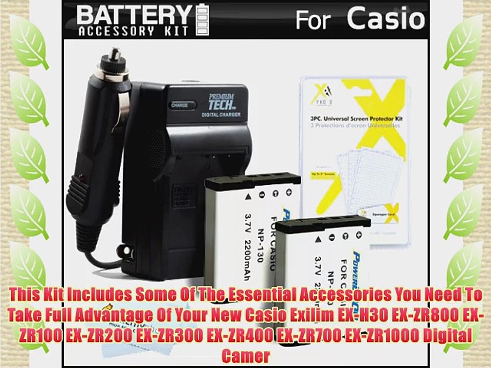 2 Pack Battery And Charger Kit For Casio Exilim EX-H30 EX-ZR800 EX-ZR100 EX-ZR200 EX-ZR300