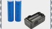 2Pcs TETC 18650 3.7V 6800mAh Lithium Ion Parallel Battery with dual Charger