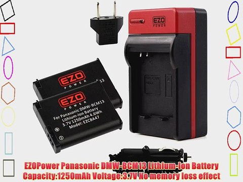 EZOPower 2 Pack Battery Travel Charger Kit for Panasonic DMW-BCM13E and Lumix DMC-TS6 TS5