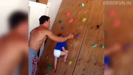 Rock Climbing Baby Making Dad Proud For Fathers Day PC(videofun.in)