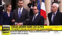 Crash dans les Alpes : Hollande aux côté du roi d'Espagne Felipe VI