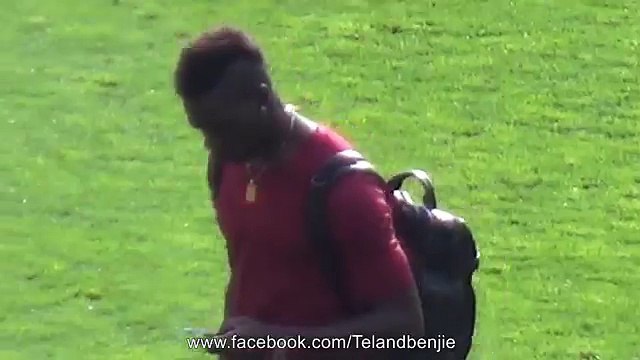 Mario Balotelli giving United fans the finger at Anfield but not before getting a picture 22.03.15