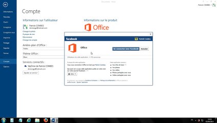 Tuto - Word 2013 - Lier un compte Facebook à Word
