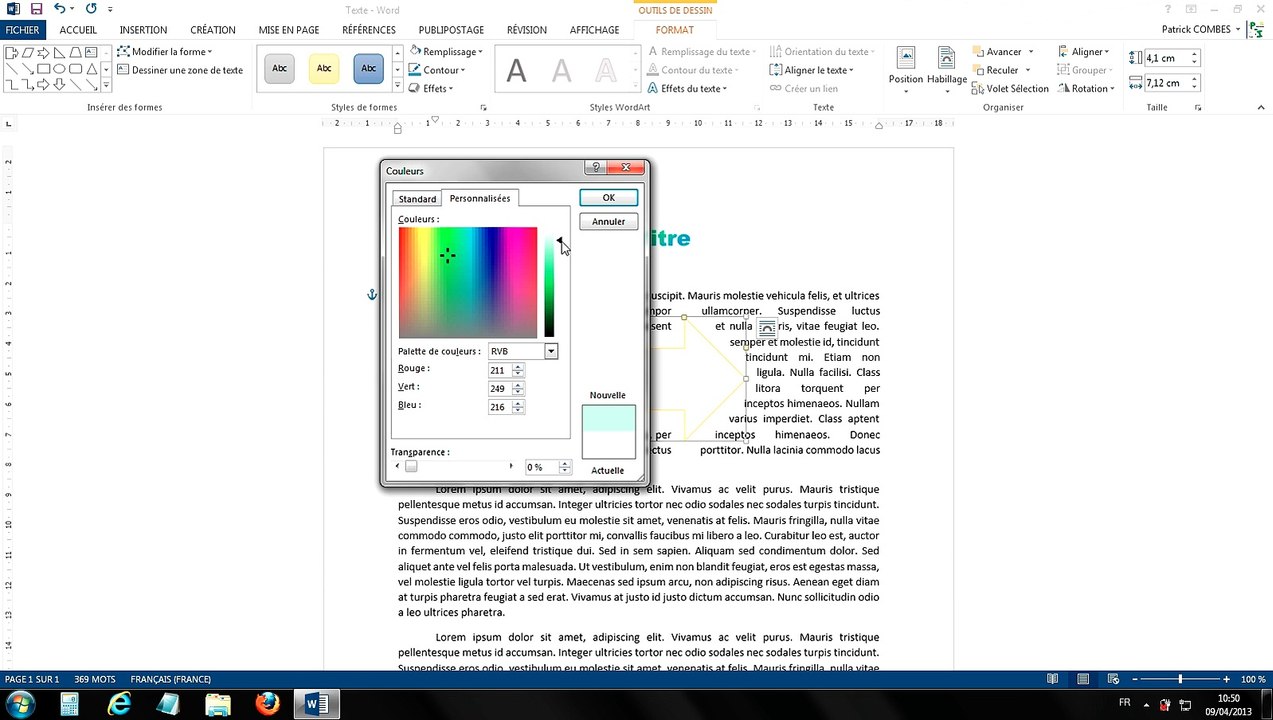 Tuto - Word 2013 - Créer et personnaliser une forme automatique