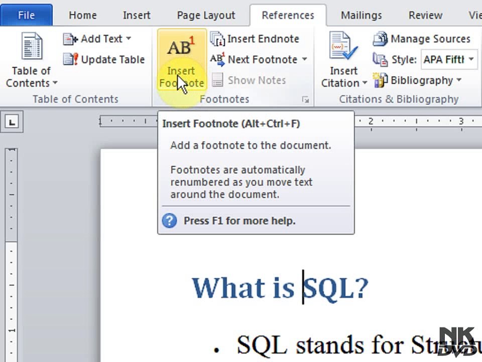 Lesson # 84 Insert Footnotes and Endnotes