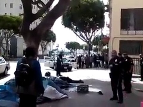 THIS JUST IN!!! LAPD Caught On Camera Shooting Homeless Man To Death(Warning Graphic Video)