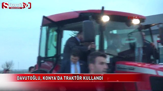 Davutoğlu, Konya'da traktör kullandı
