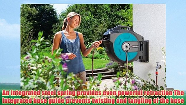 GARDENA 25 Meter Roll-Up Swivel Wall-Mounted Automatic Hose Box with 82-Feet of 1/2-Inch Convenient