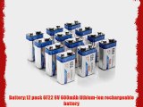 EBL? 600mAh 9 Volt Li-ion Rechargeable 9V Batteries Lithium-ion 12 Pack