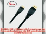 GearIT 5 Pack (6 Feet/1.82 Meters) High-Speed Mini HDMI To HDMI Cable Supports Ethernet 3D