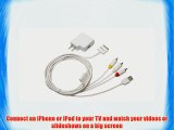 IOGEAR Composite AV Cable with Charger and Sync for iPhone/iPod (Apple MFI certified) White