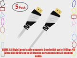 GearIT 5 Pack (3 Feet/0.91 Meters) High-Speed 2.0 HDMI Cable Supports 4K UHDTV Ethernet 3D