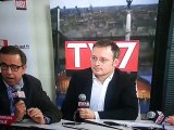 Pierre Hurmic EELV face au FN J. Colombier sur TV7 débat résultats du 1er tour des élections départementales à Bordeaux