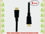 (5 Pack) 10 FT High Speed HDMI Cable with Ethernet (CL2 and FT4 Rated) - Supports 3D and Audio