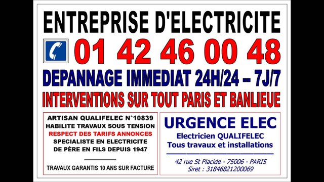 ELECTRICITE PARIS 15eme - ELECTRICIEN 75015 - 108 RUE LECOURBE