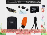 16GB Accessories Kit For Samsung HMX-W200 Waterproof HD Pocket Camcorder Includes 16GB High