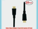 (10 Pack) 3 FT High Speed HDMI Cable with Ethernet (CL2 and FT4 Rated) - Supports 3D and Audio